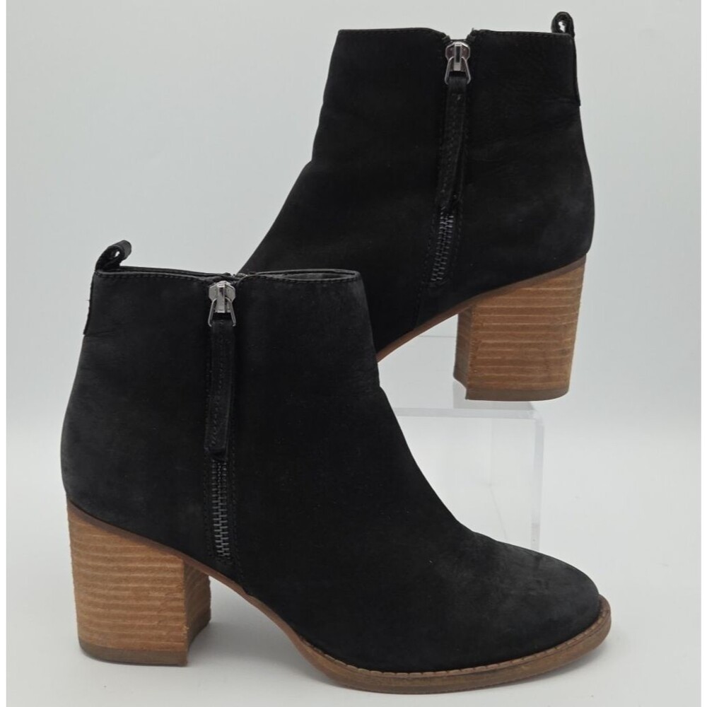 Blondo Nina Waterproof Suede Ankle Zip Bootie Black Women's Sz 8 Side Zip EUC